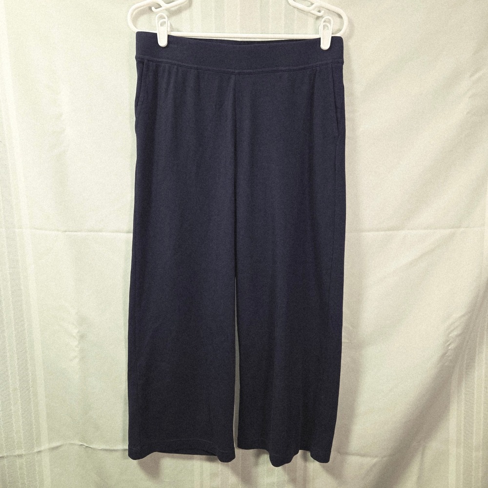 Coldwater Creek Pants Womens M Navy Endless Comfort Wide Leg Pull On Knit Lounge